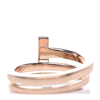 Tiffany 18K Rose Gold Diamond T Square Wrap Ring 52 6 5 of 5