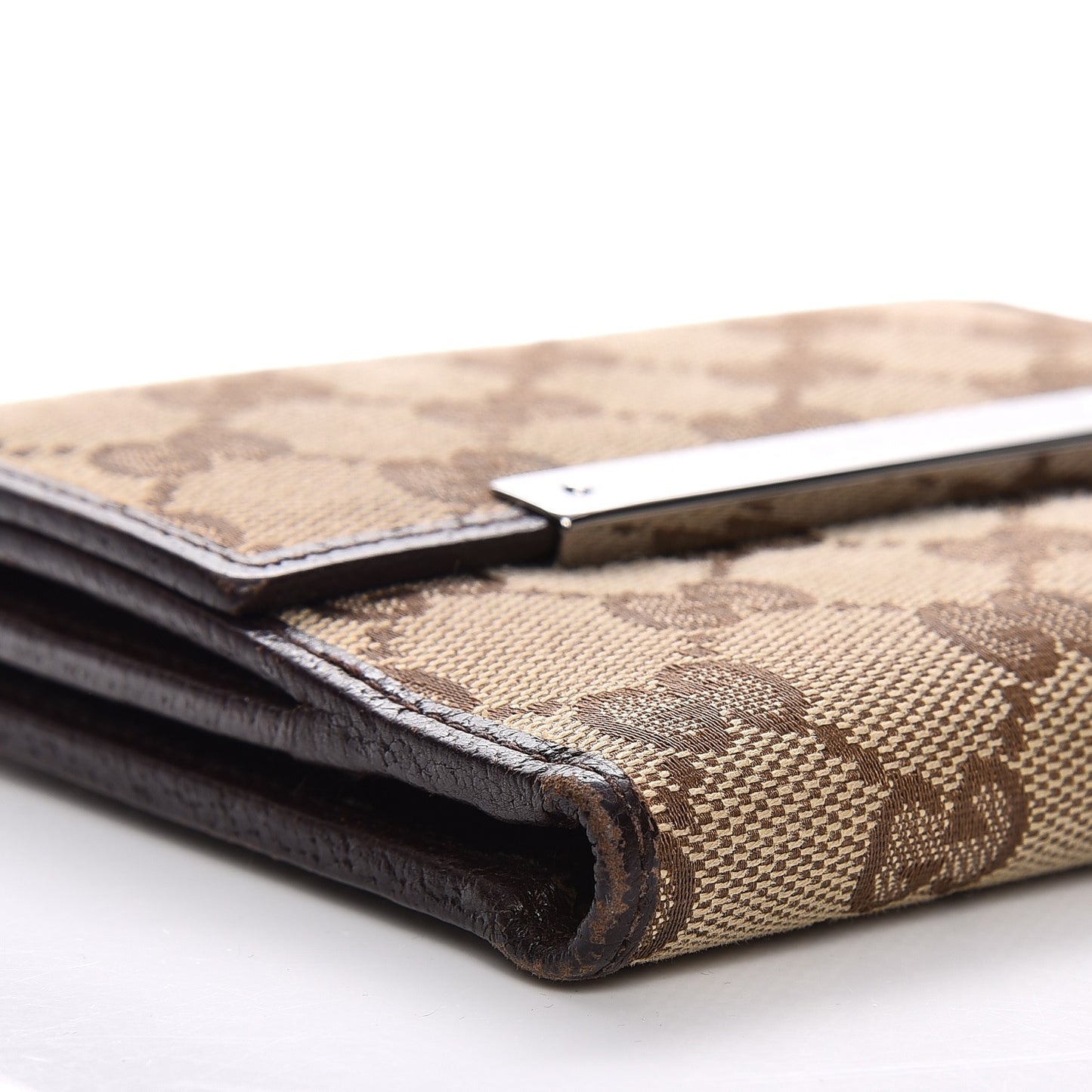Monogram Metal Bar French Flap Wallet Beige Ebony Cocoa