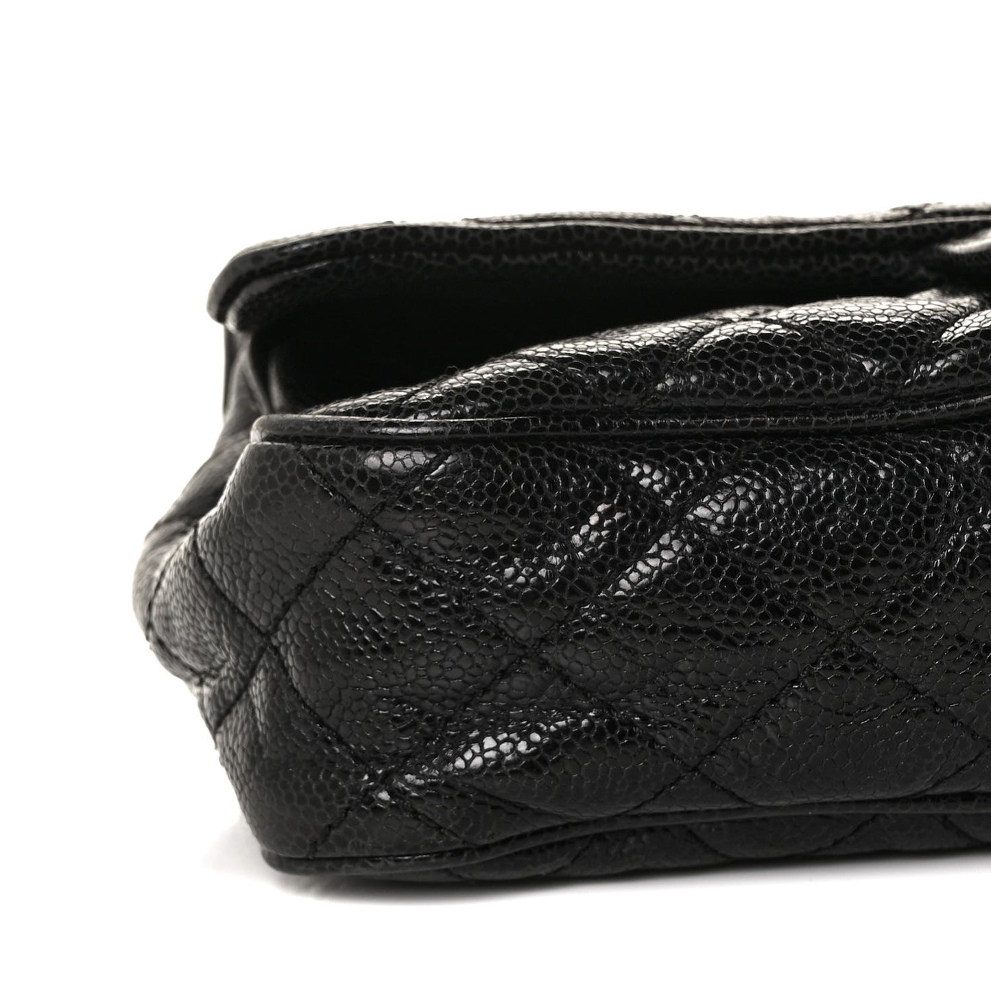 Crumpled Grained Calfskin Quilted Small Shiva Flap Black