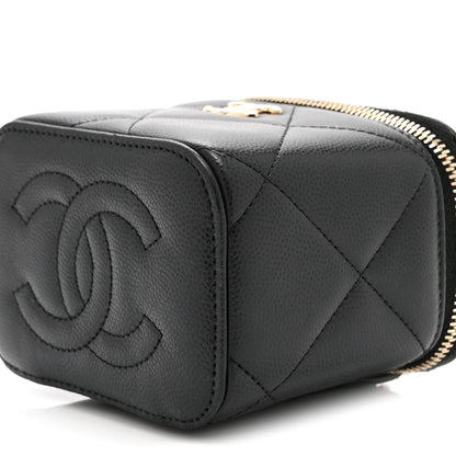 Chanel Caviar Quilted Top Handle Mini Vanity Case With Chain Black 10 of 10