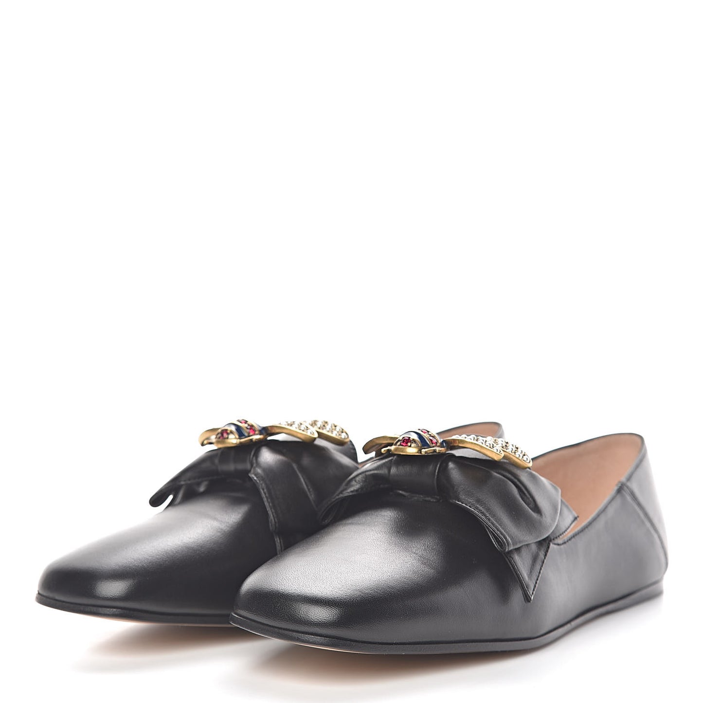 Calfskin Bow Ballet Flats 38 Black