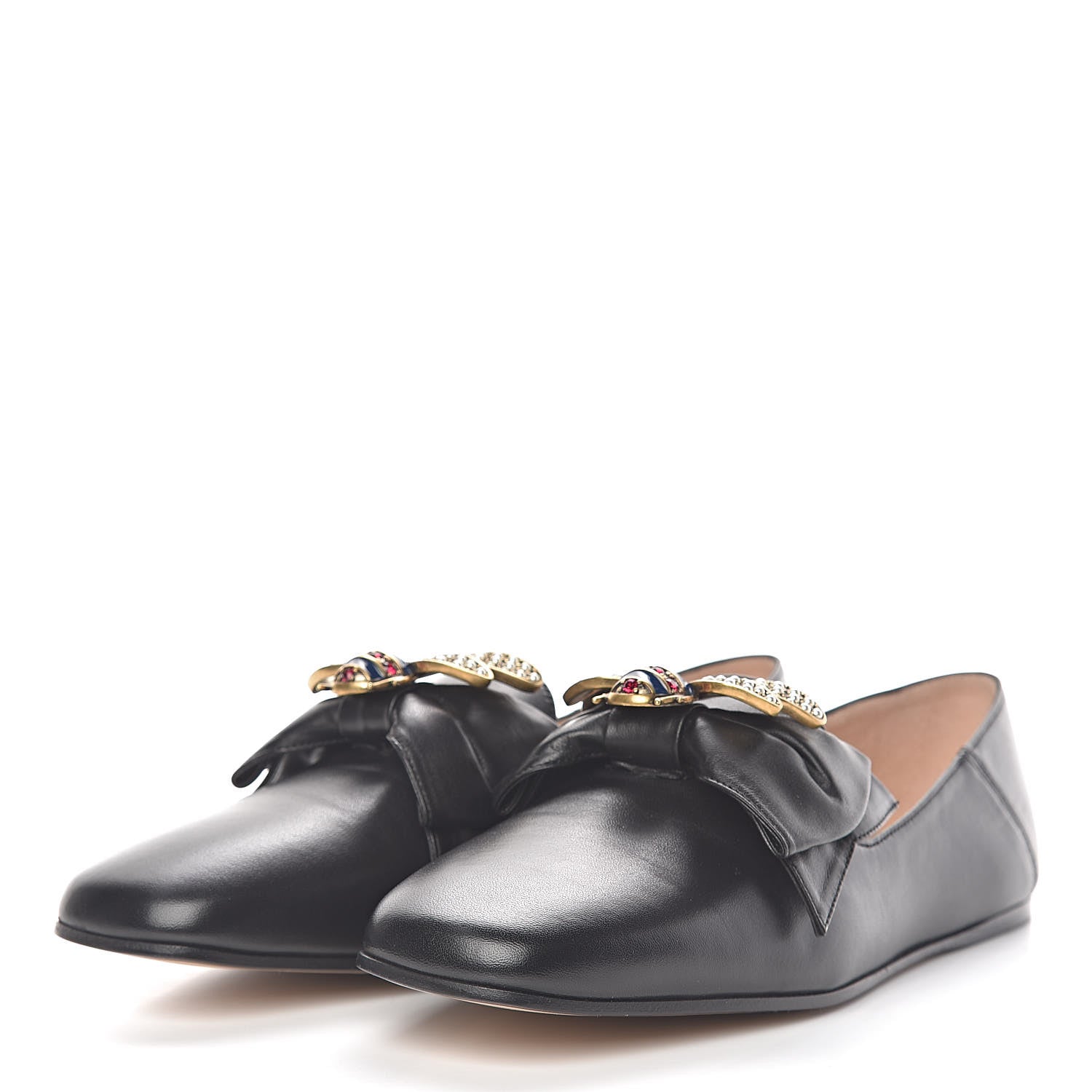 Gucci Calfskin Bow Ballet Flats 38 Black 3 of 12