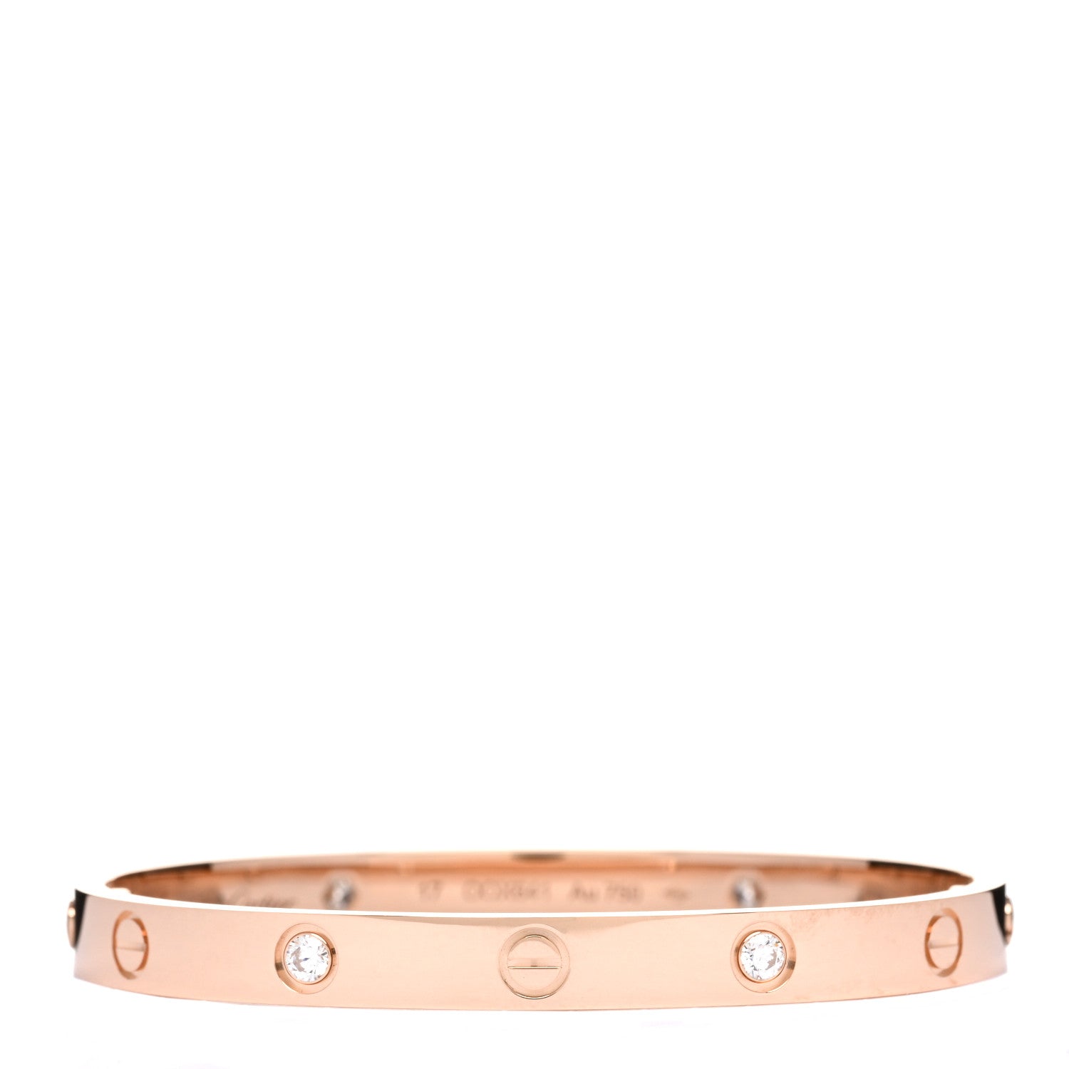 Cartier 18K Pink Gold 4 Diamond LOVE Bracelet 17 1 of 4