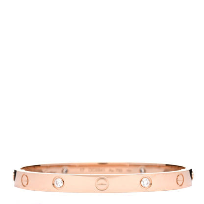 Cartier 18K Pink Gold 4 Diamond LOVE Bracelet 17 1 of 4