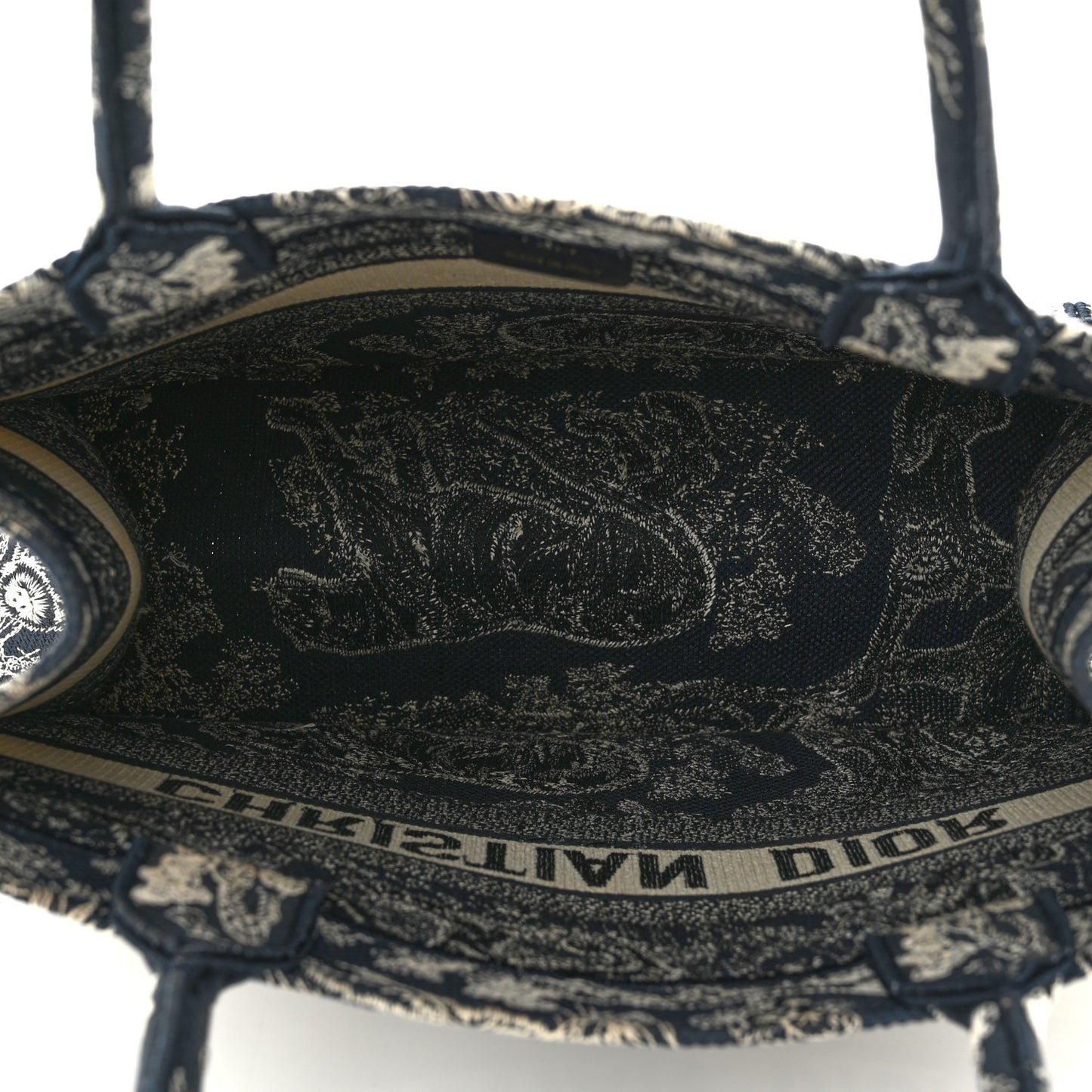 Canvas Embroidered Medium Dioriviera Toile De Jouy Reverse Book Tote Blue