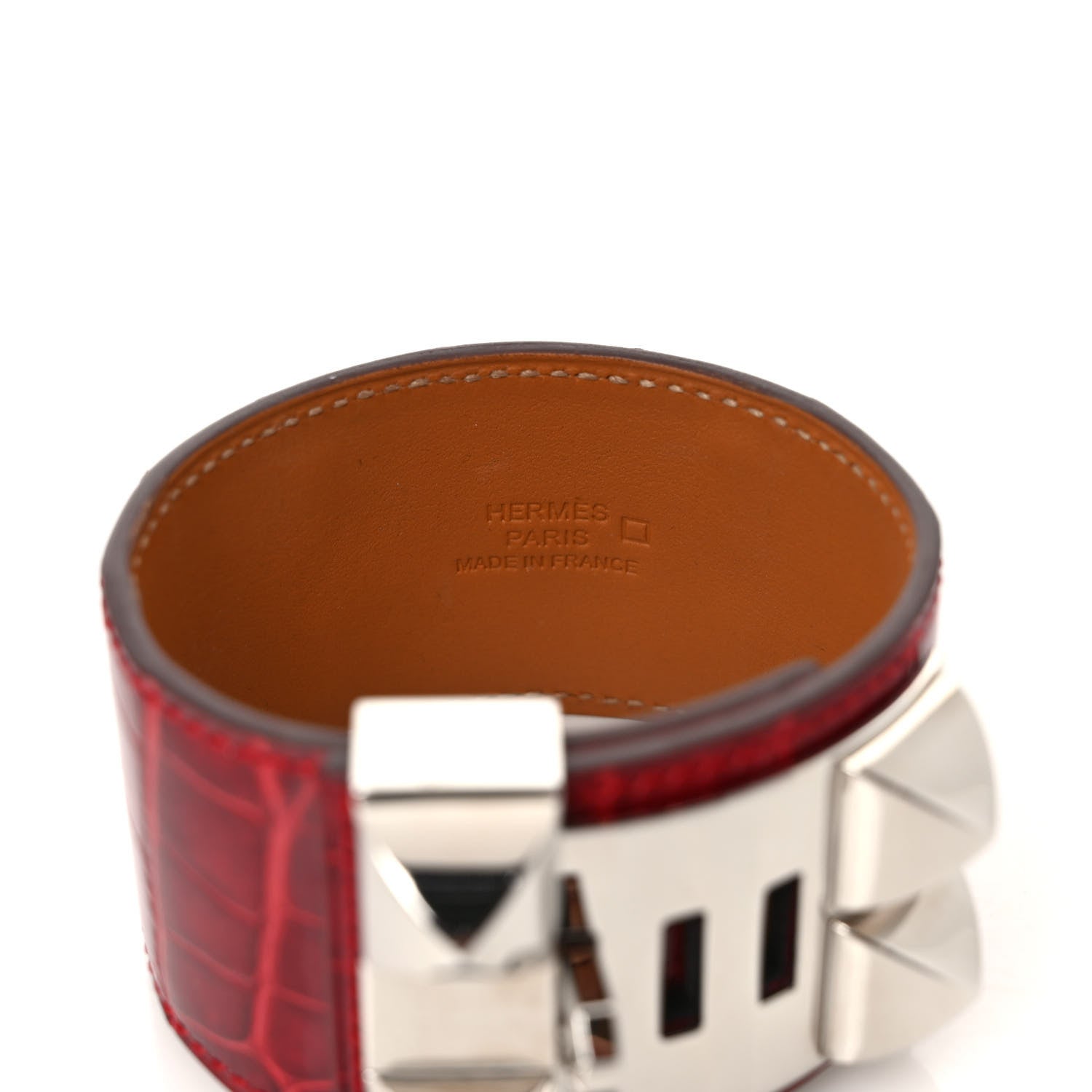 Hermes Shiny Alligator Collier De Chien CDC Bracelet T3 Braise 4 of 5