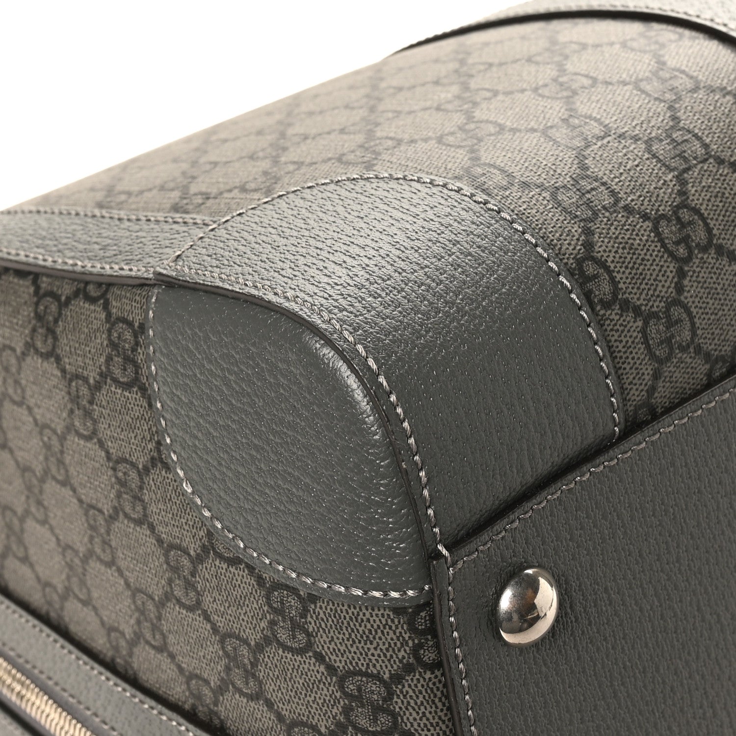 Gucci GG Supreme Monogram Textured Dollar Calfskin Medium Savoy Duffle Bag Grey Black Graphite Grey 10 of 11