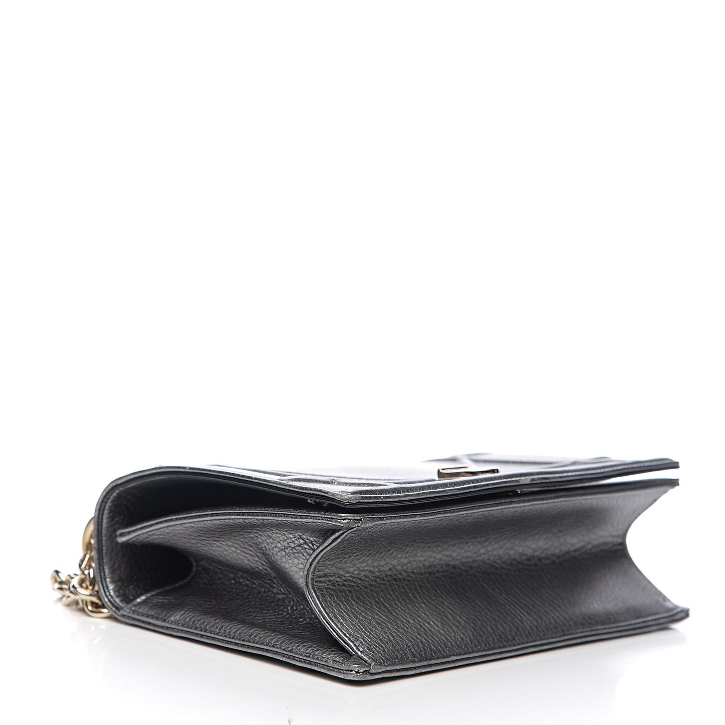Metallic Grained Calfskin Medium Diorama Flap Bag Silver