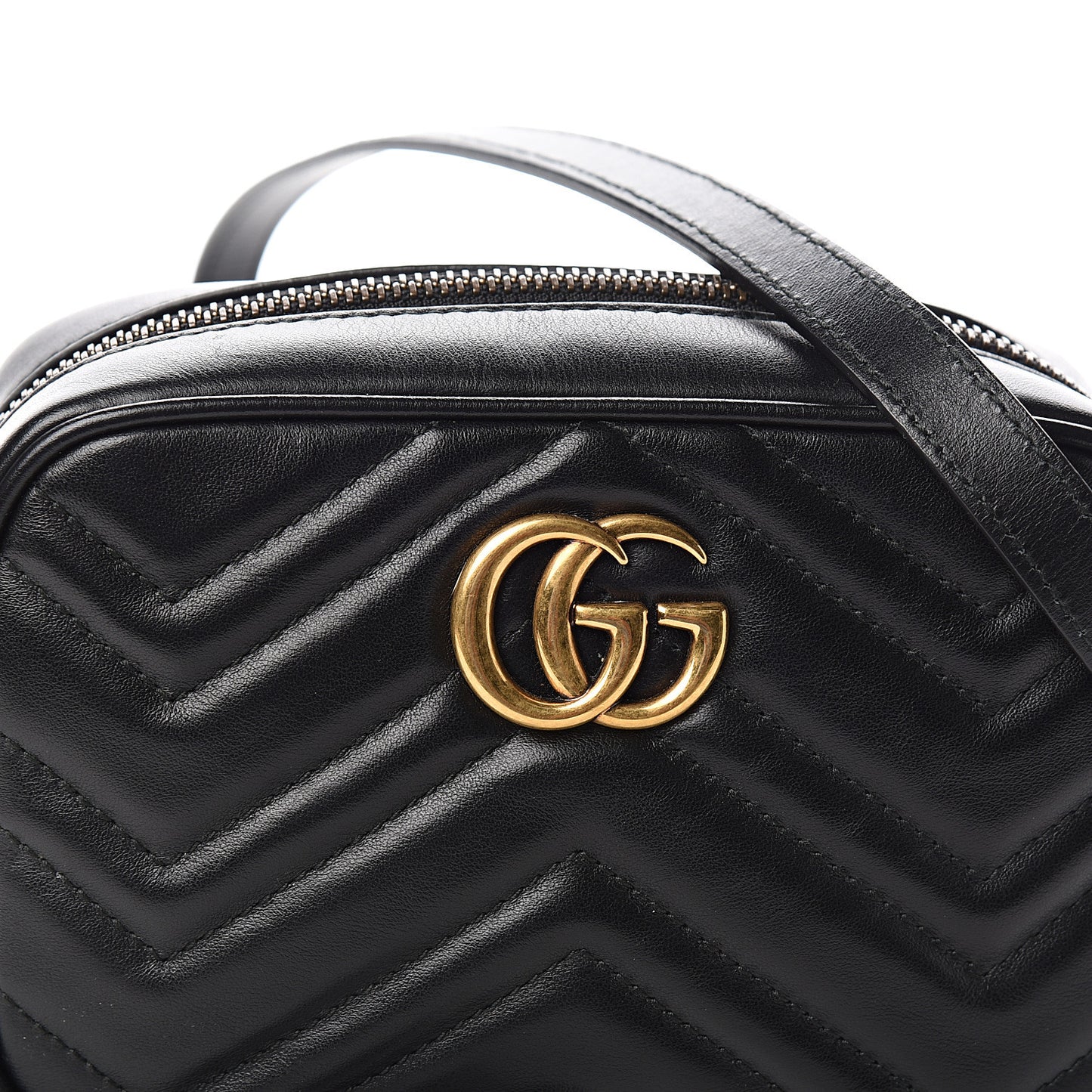 Calfskin Matelasse Mini GG Marmont Chain Shoulder Bag Black
