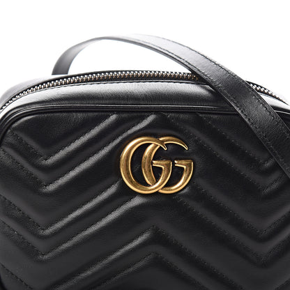 Gucci Calfskin Matelasse Mini GG Marmont Chain Shoulder Bag Black 9 of 9
