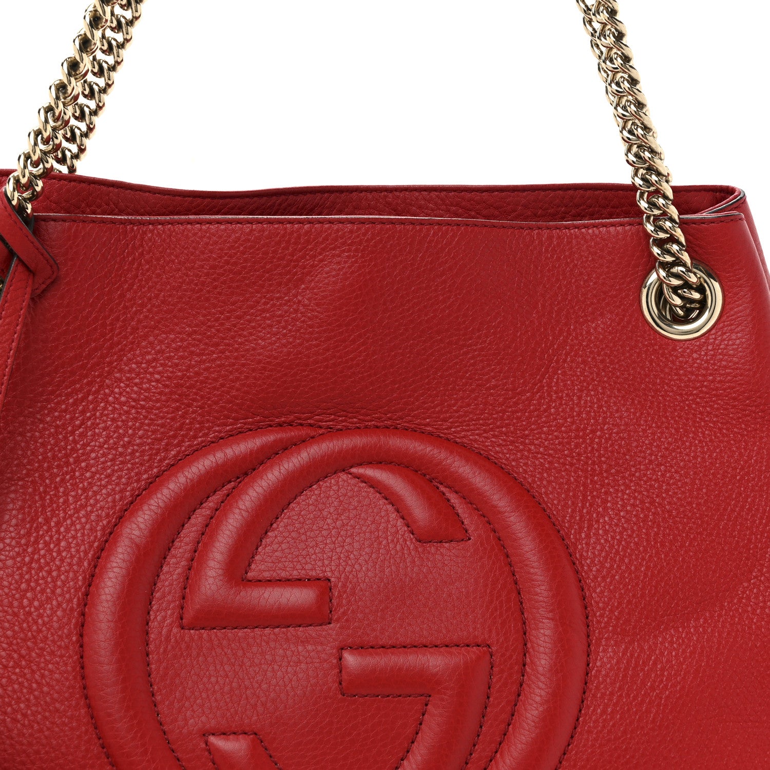 Gucci Pebbled Calfskin Medium Soho Chain Shoulder Bag Tabasco Red 10 of 12