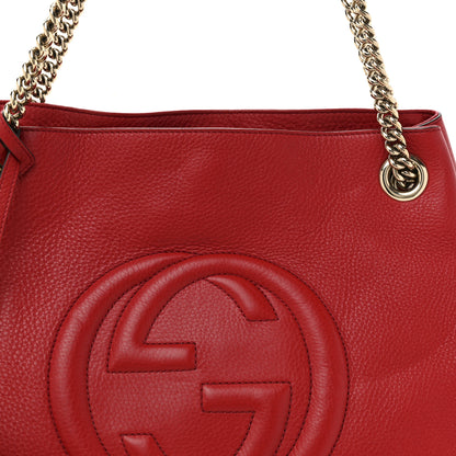 Gucci Pebbled Calfskin Medium Soho Chain Shoulder Bag Tabasco Red 10 of 12