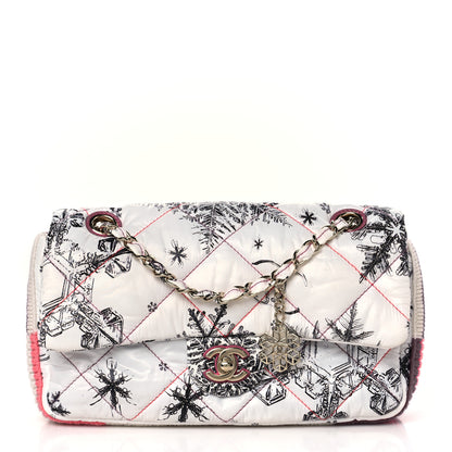 Chanel Nylon Knit Coco Neige Snowflake Small Flap White Pink 1 of 9