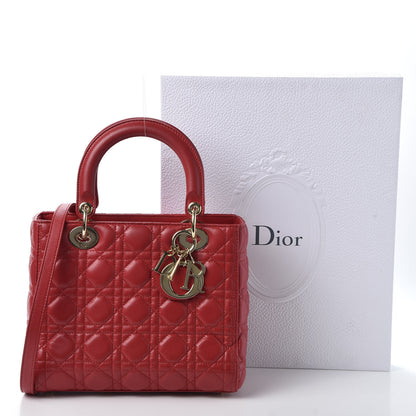 Christian Dior Lambskin Cannage Medium Lady Dior Red 10 of 10