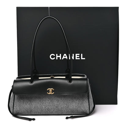 Chanel Calfskin Denim Stitched Urban Essentials Small Shopping Bag Blue Black 10 of 10