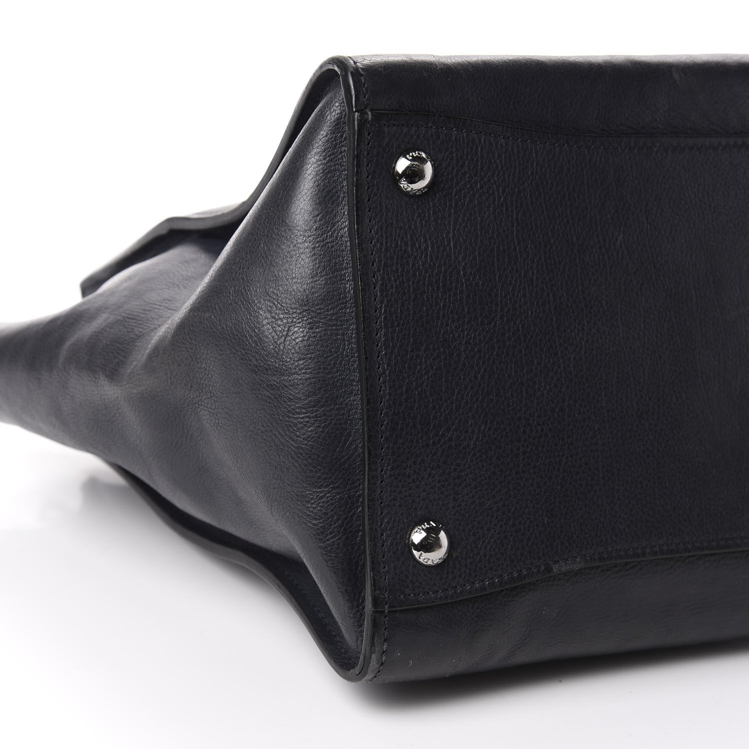 Prada Glace Calf Small Twin Pocket Tote Black 5 of 14