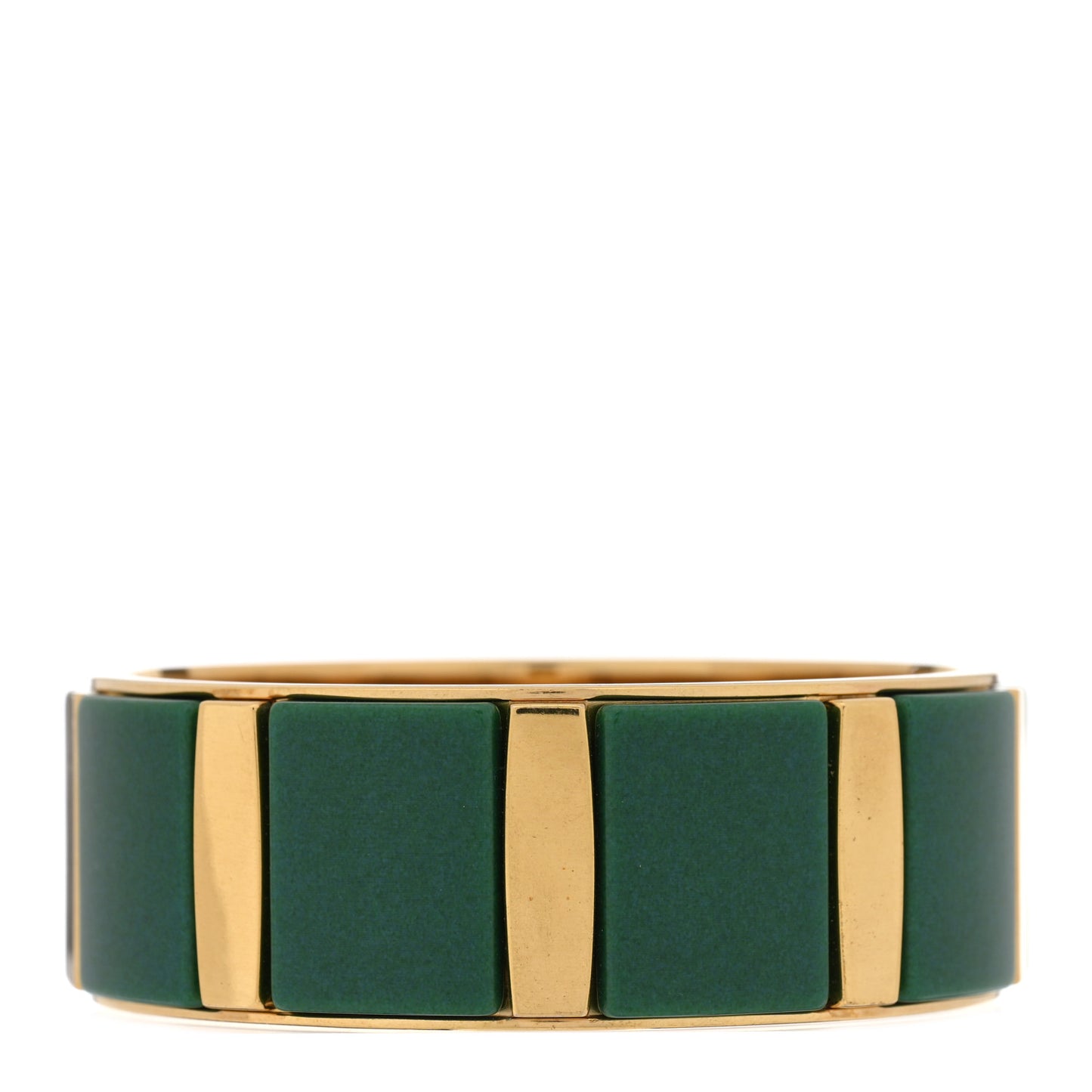 Metal Resin Bangle Bracelet Gold Green