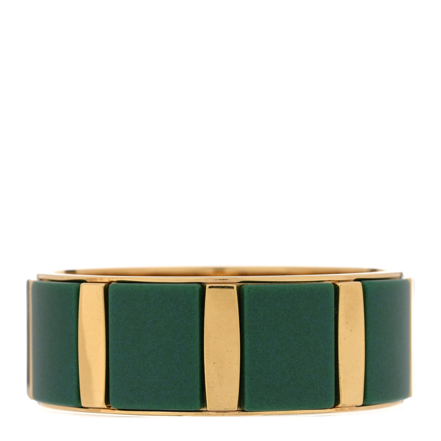 Saint Laurent Metal Resin Bangle Bracelet Gold Green 1 of 4