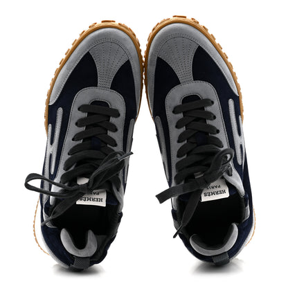 Hermes Suede Goatskin Jet Sneakers 38 Marine Gris Orage 2 of 9