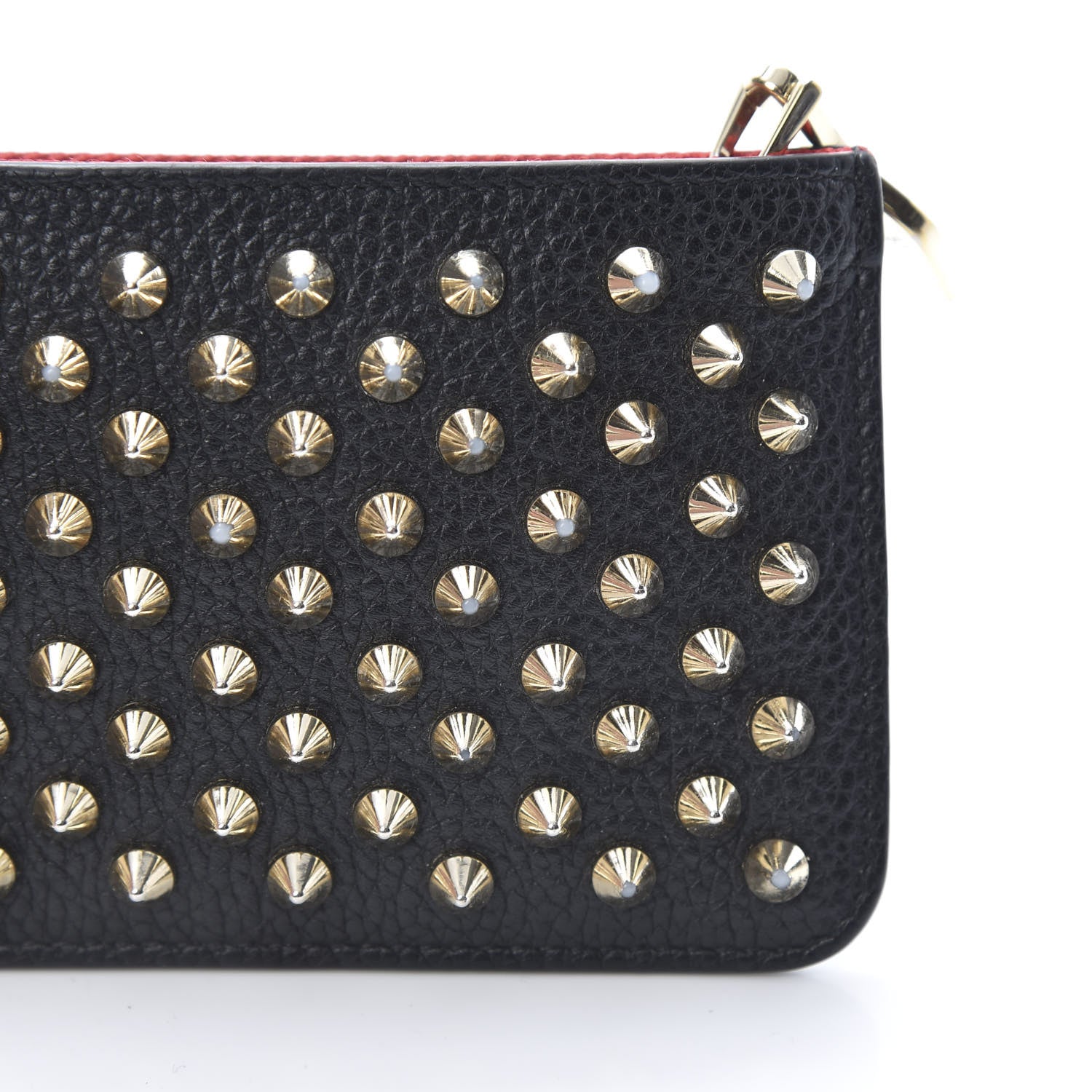 Christian Louboutin Calfskin Empire Panettone Spikes Key Ring Pouch Black 12 of 13