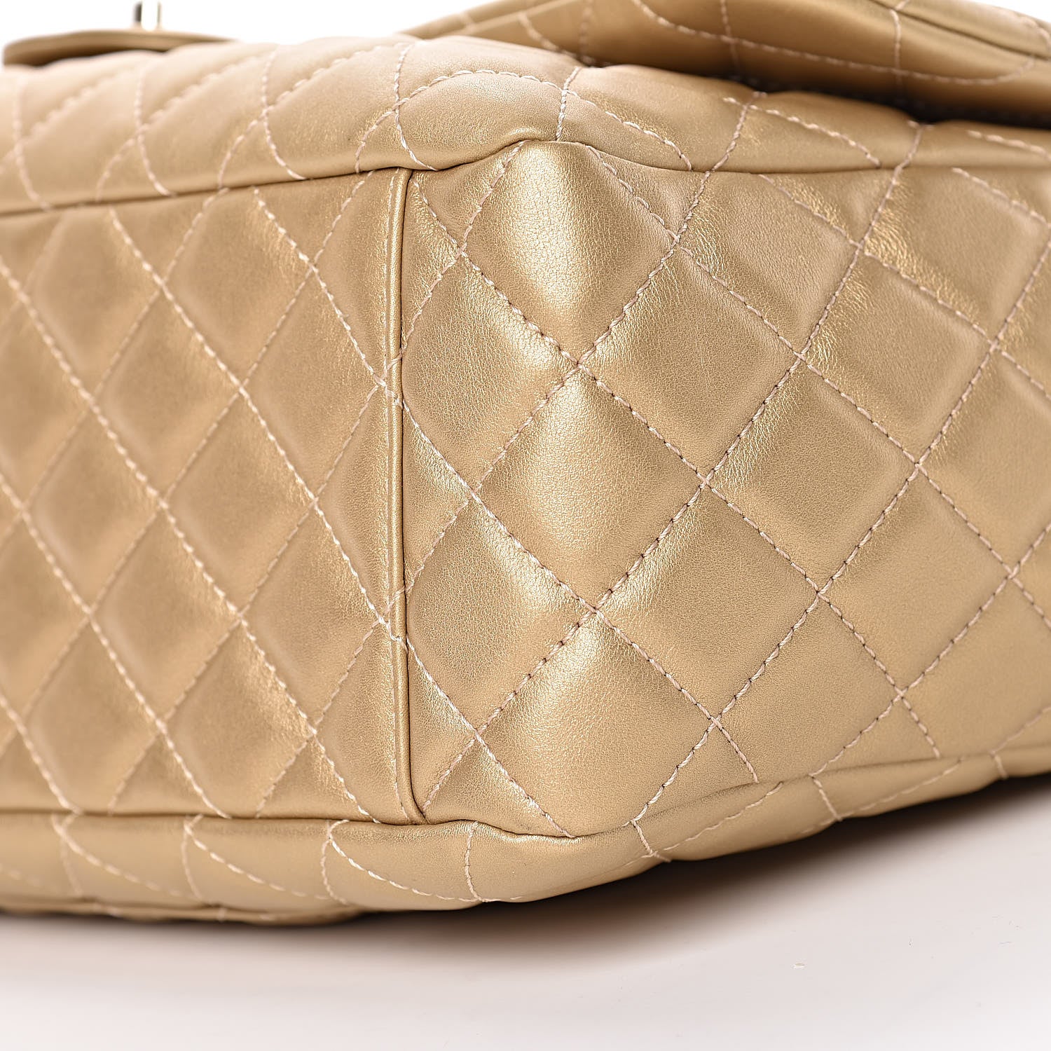 Chanel Metallic Calfskin Quilted Small XXL Travel Flap Bag Gold 7 of 10