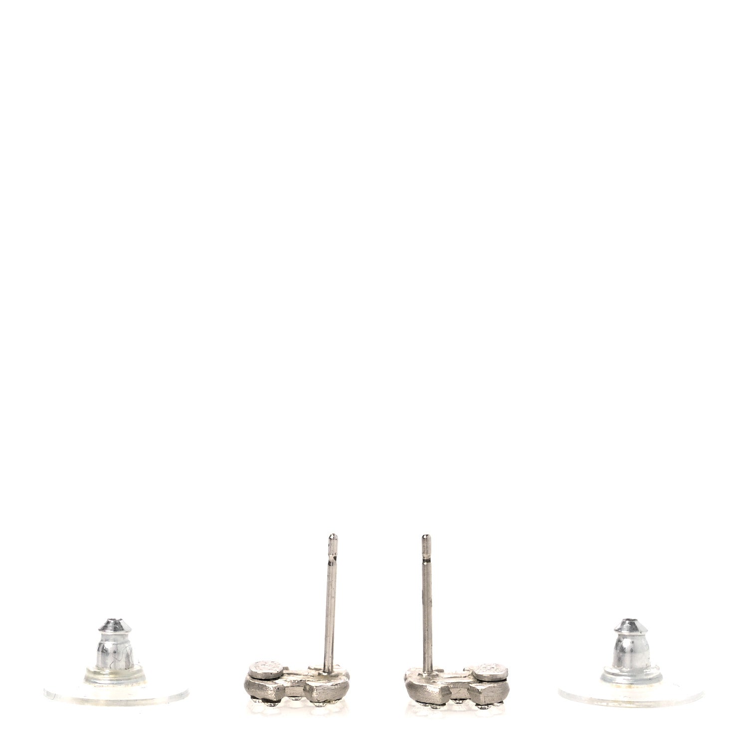 Chanel Crystal Mini Timeless CC Earrings Silver 3 of 5