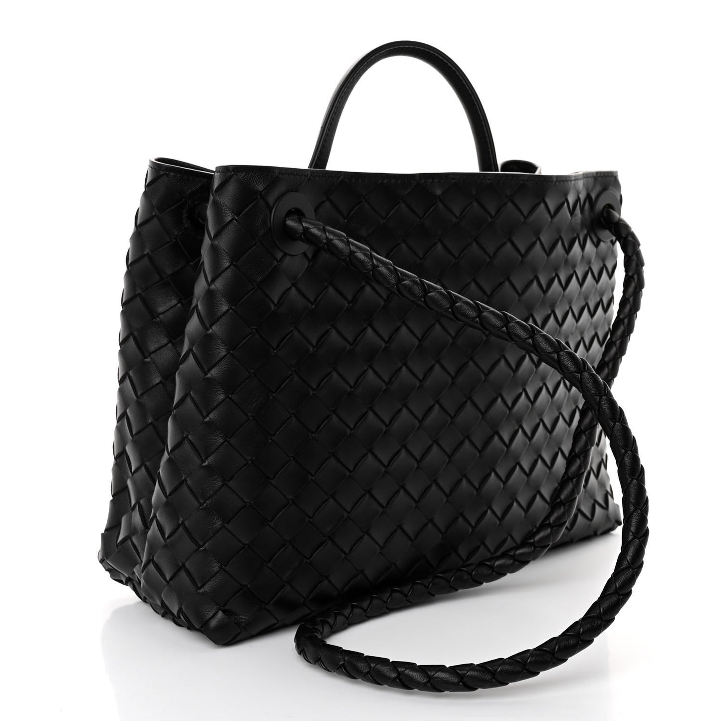 Nappa Intrecciato Medium Andiamo Shoulder Bag Black