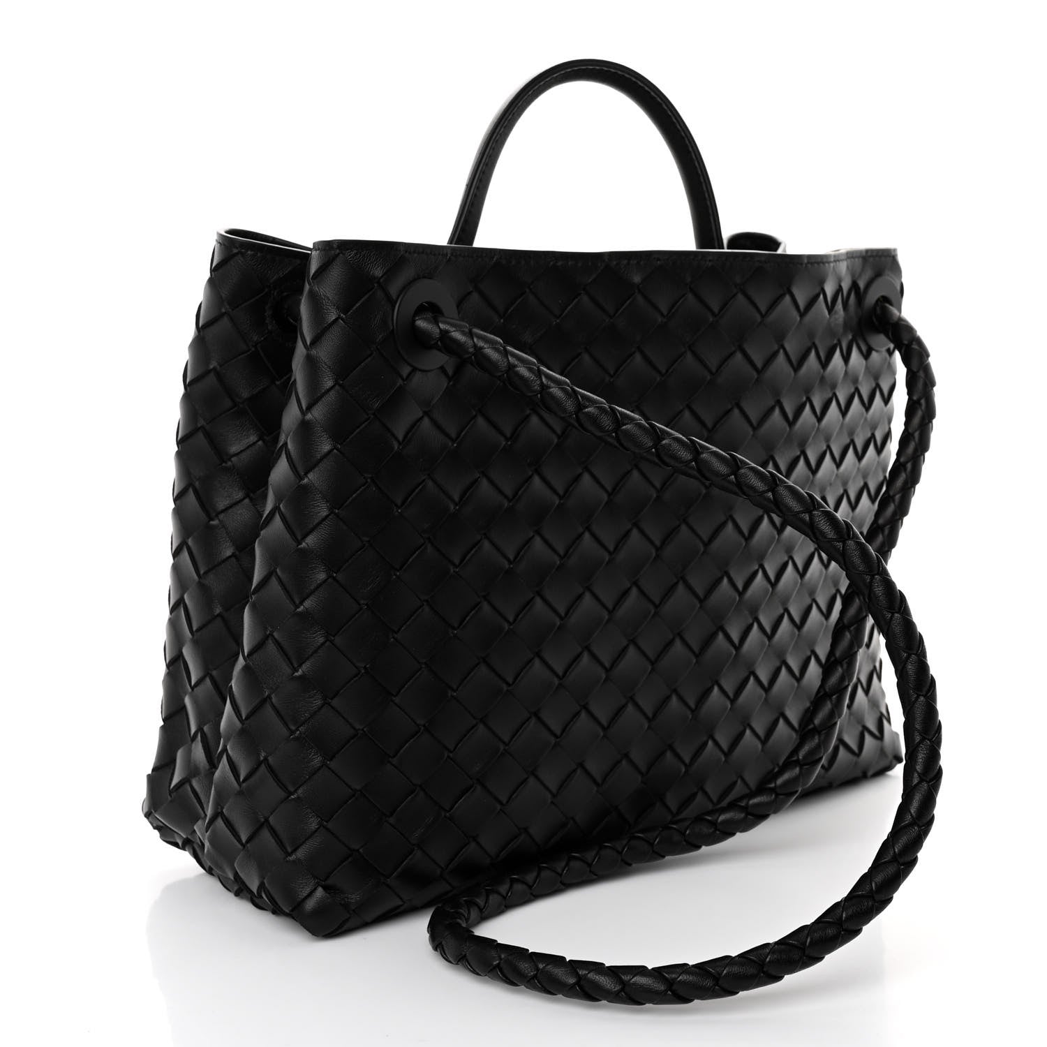 Bottega Veneta Nappa Intrecciato Medium Andiamo Shoulder Bag Black 3 of 9