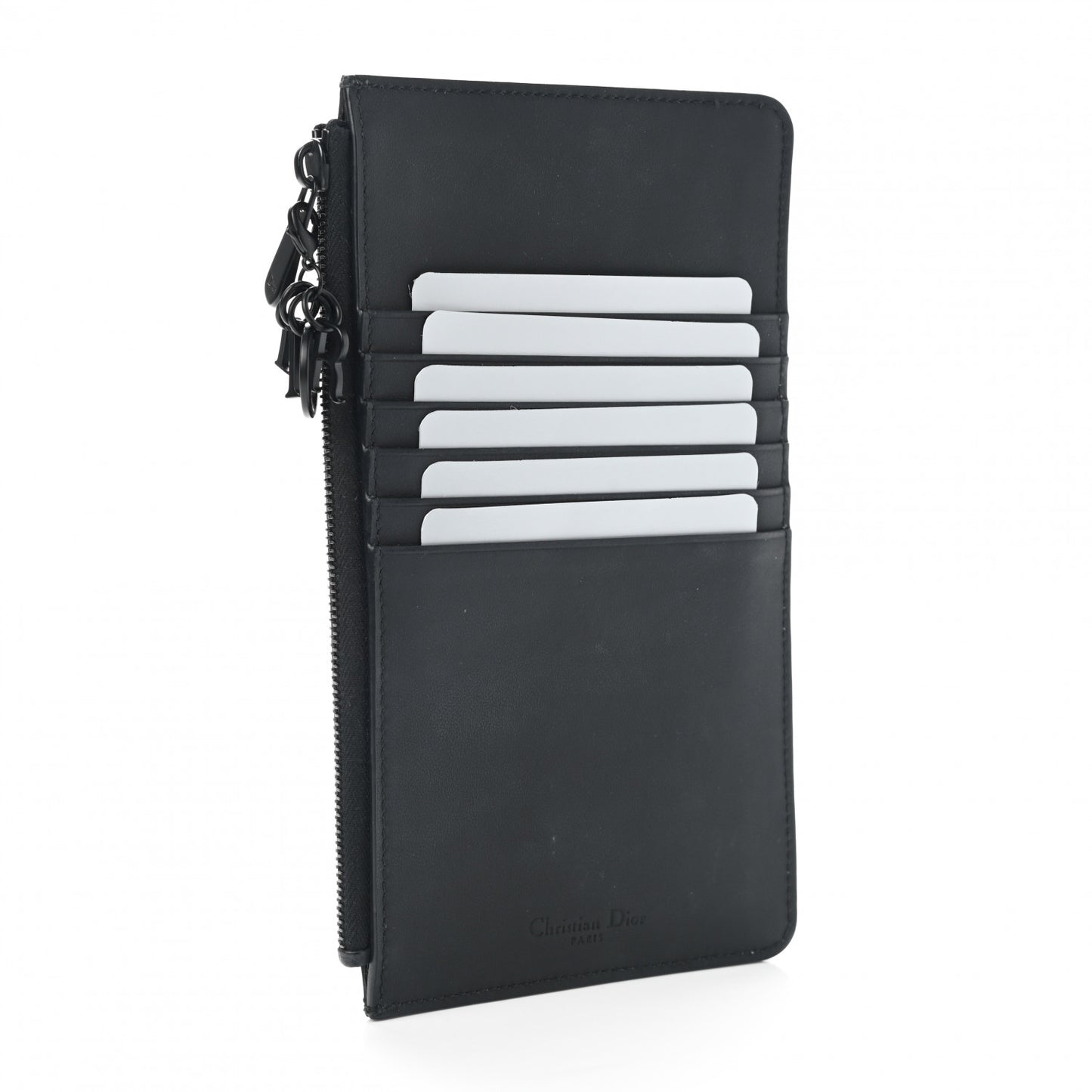 Ultra Matte Calfskin Cannage Large Lady Dior Zip Wallet Black