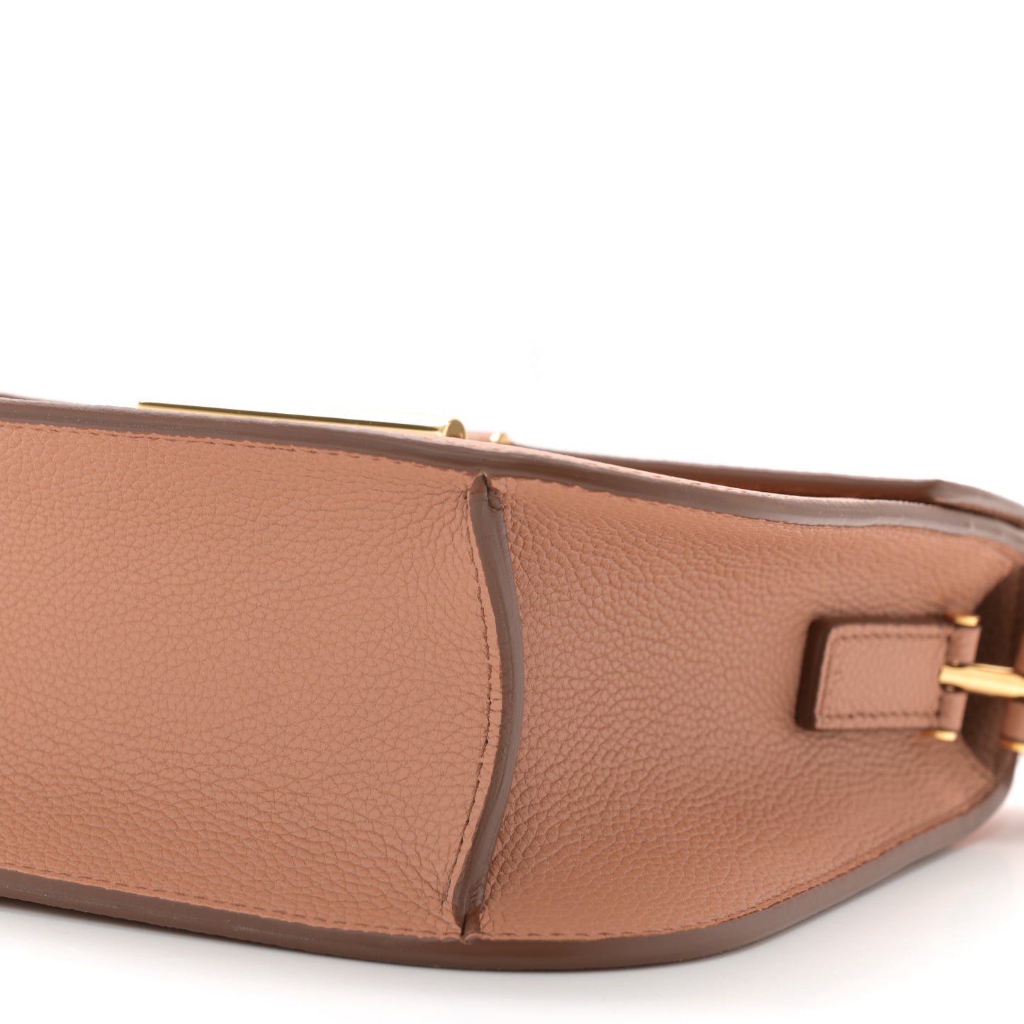 Grained Calfskin Mini T Clasp Tara Crossbody Bag Brown