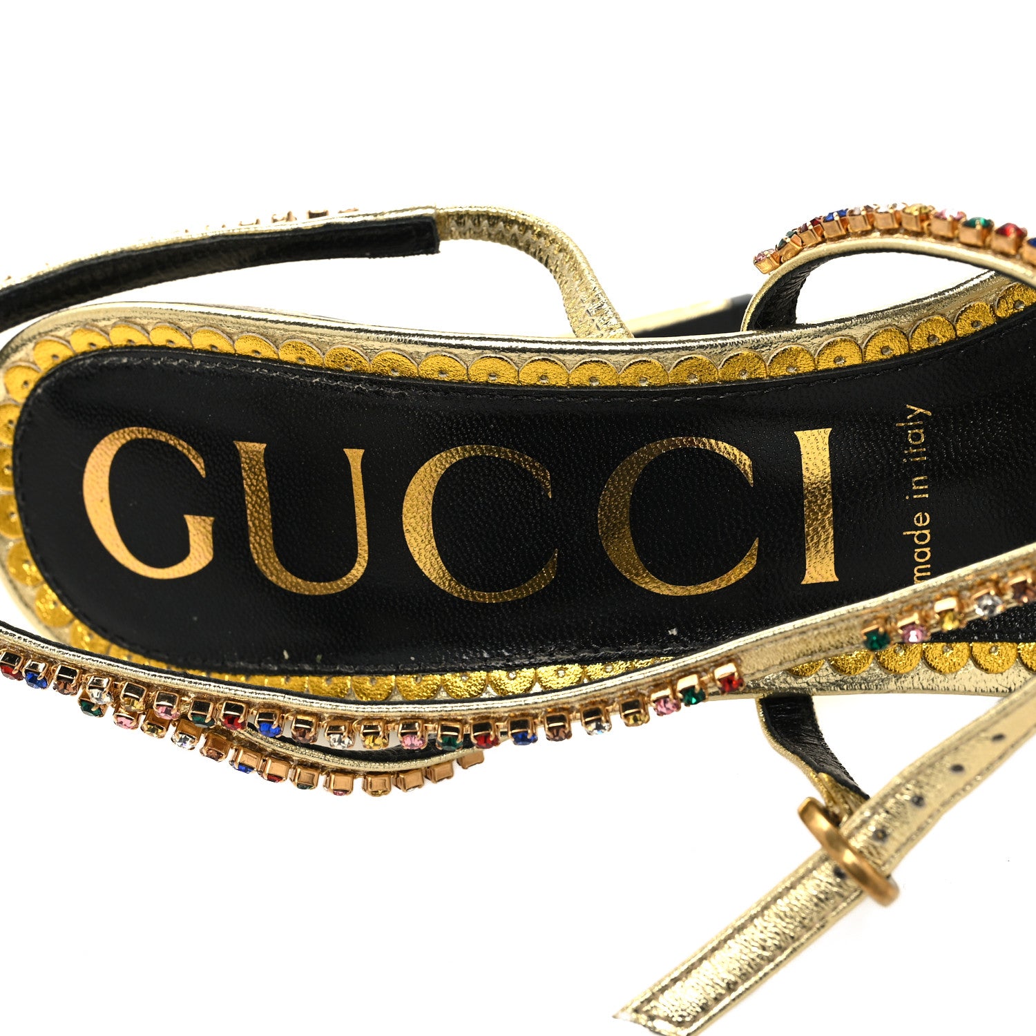 Gucci Metallic Nappa Crystal Embellished Carmen High Heel Sandals 39.5 Platino 7 of 8