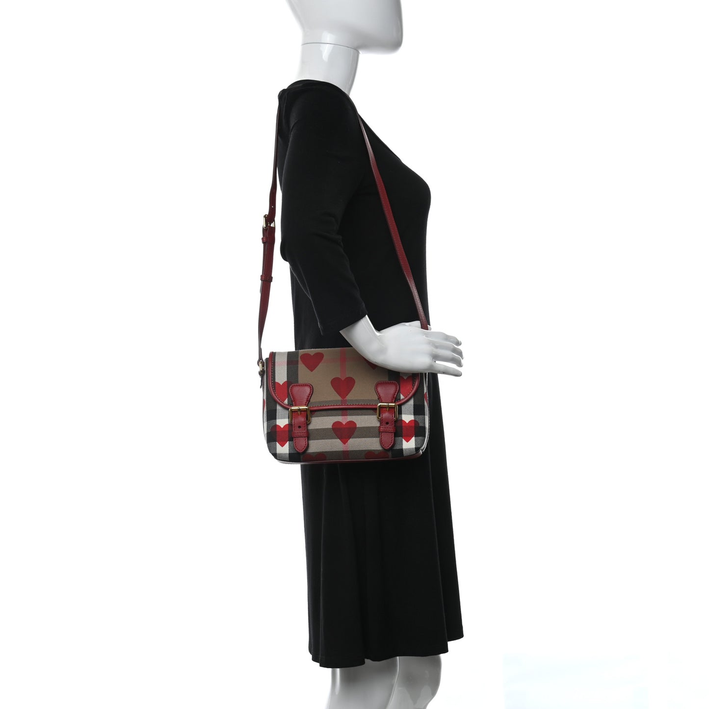 Horseferry Check Heart Print Crossbody Flap Parade Red