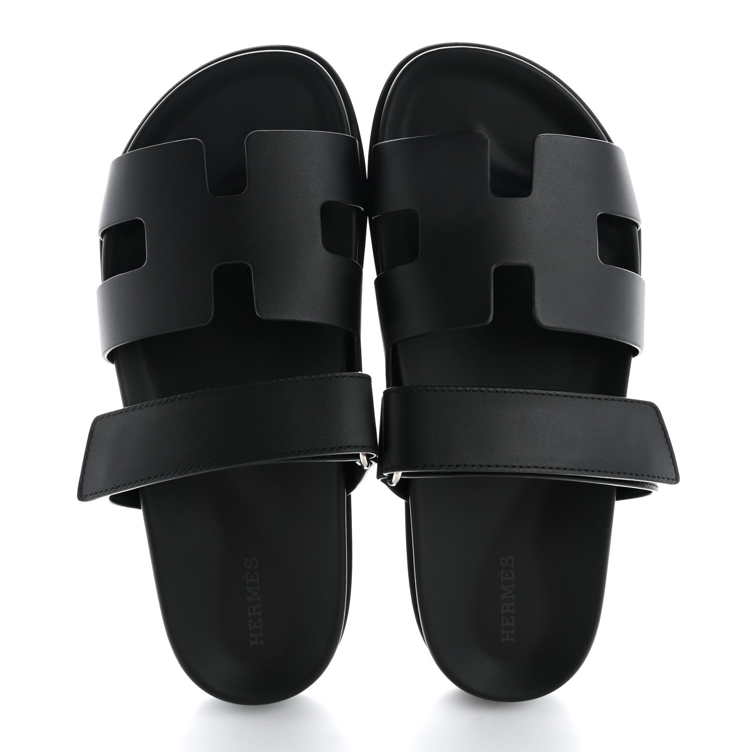 Hermes Calfskin Womens Chypre Sandals 39.5 Black 2 of 10