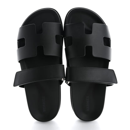 Hermes Calfskin Womens Chypre Sandals 39.5 Black 2 of 10