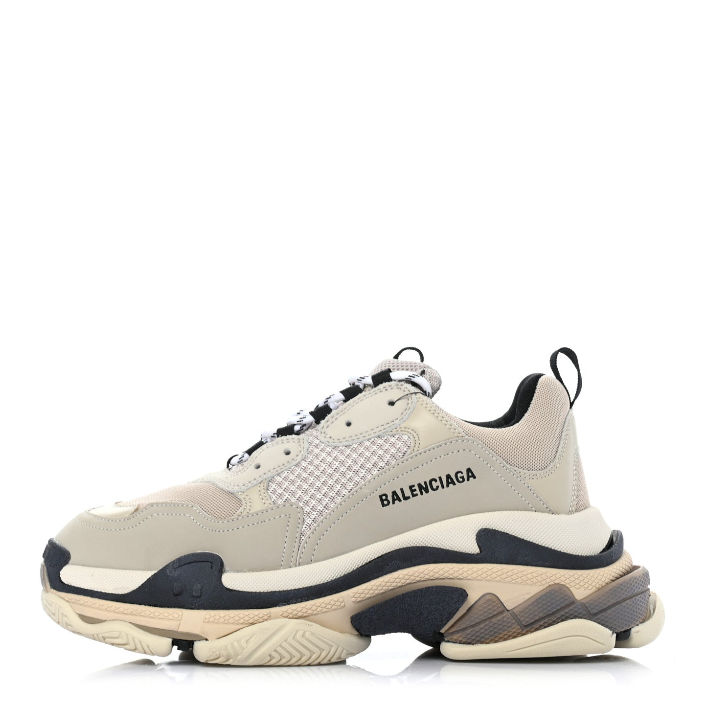 Fabric Mesh Mens Triple S Sneakers 41 Beige Black