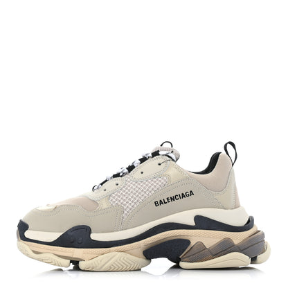 Balenciaga Fabric Mesh Mens Triple S Sneakers 41 Beige Black 1 of 7