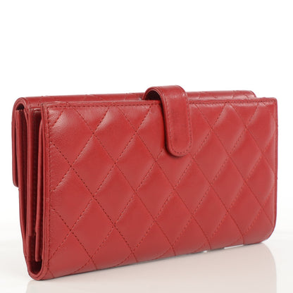 Chanel Lambskin Quilted Long Flap Wallet Red 3 of 9