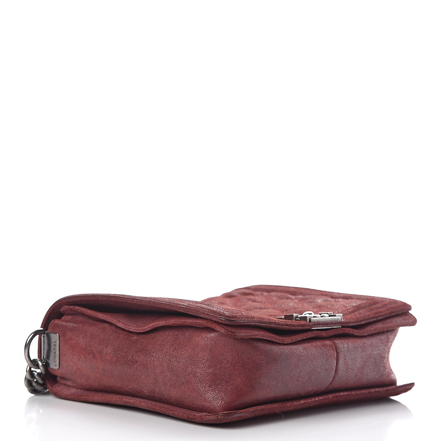 Iridescent Calfskin Quilted New Medium Gentle Boy Flap Dark Red