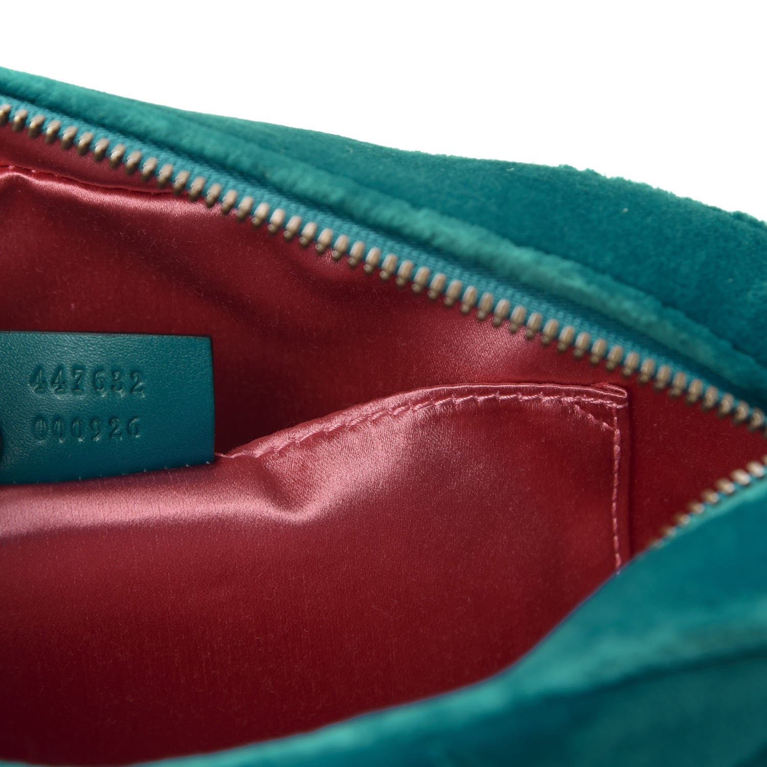 Gucci Velvet Matelasse Small GG Marmont Chain Shoulder Bag Pavone Cyan 7 of 9