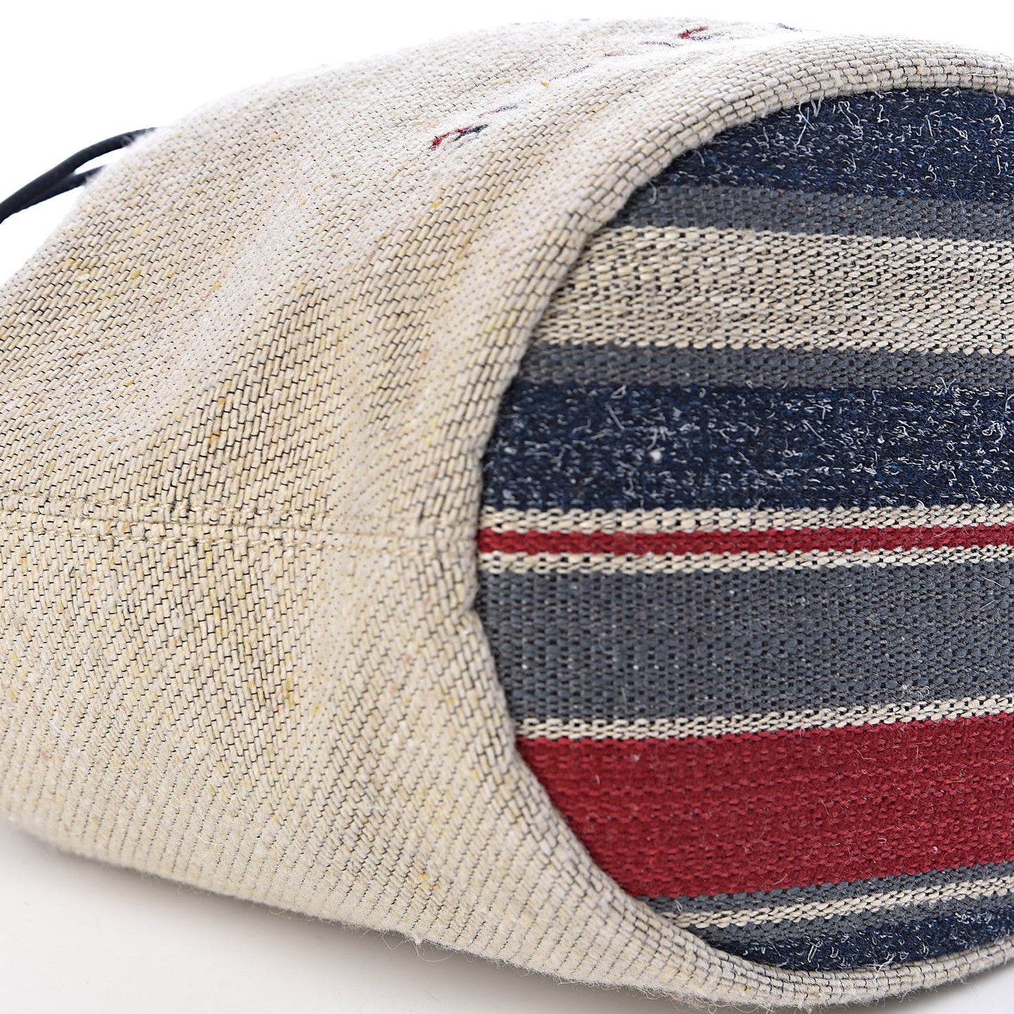 Striped Canvas Deauville Drawstring Bag Beige
