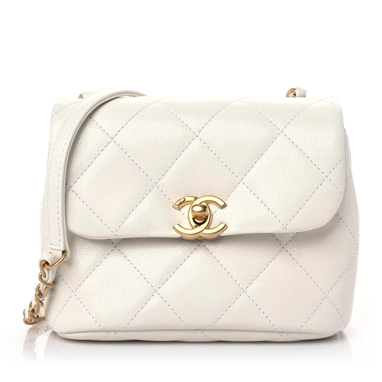 Chanel Shiny Caviar Quilted Mini Flap White 1 of 10