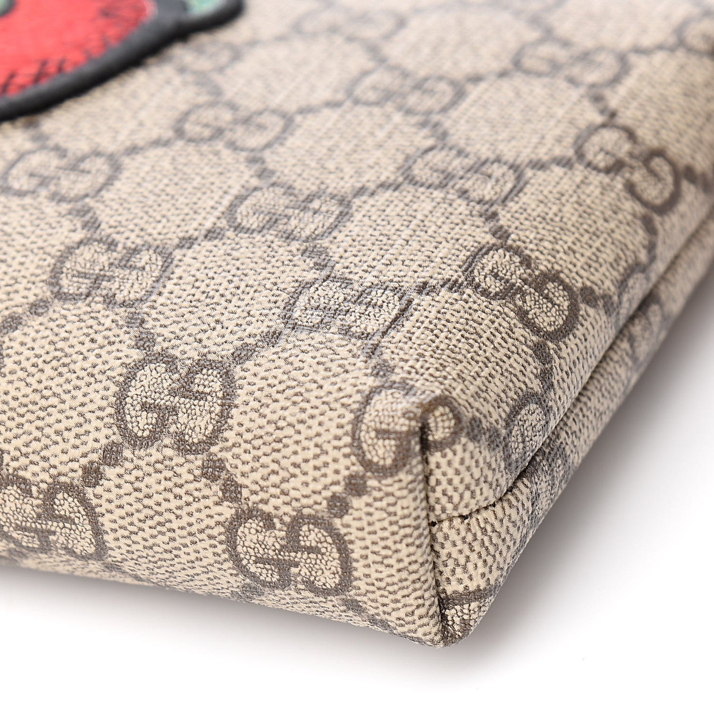 GG Supreme Monogram Kingsnake Heart Embroidered Chain Wrist Wallet Red