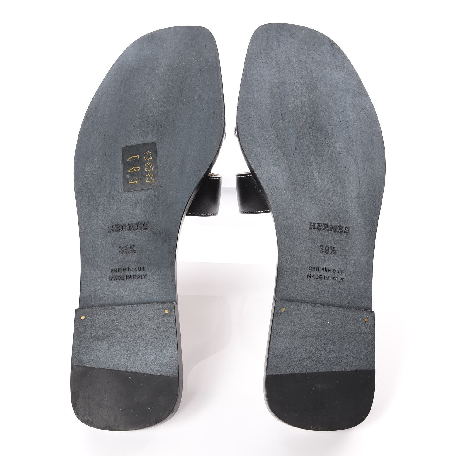 Hermes Box Calfskin Oran Sandals 39.5 Black 5 of 9