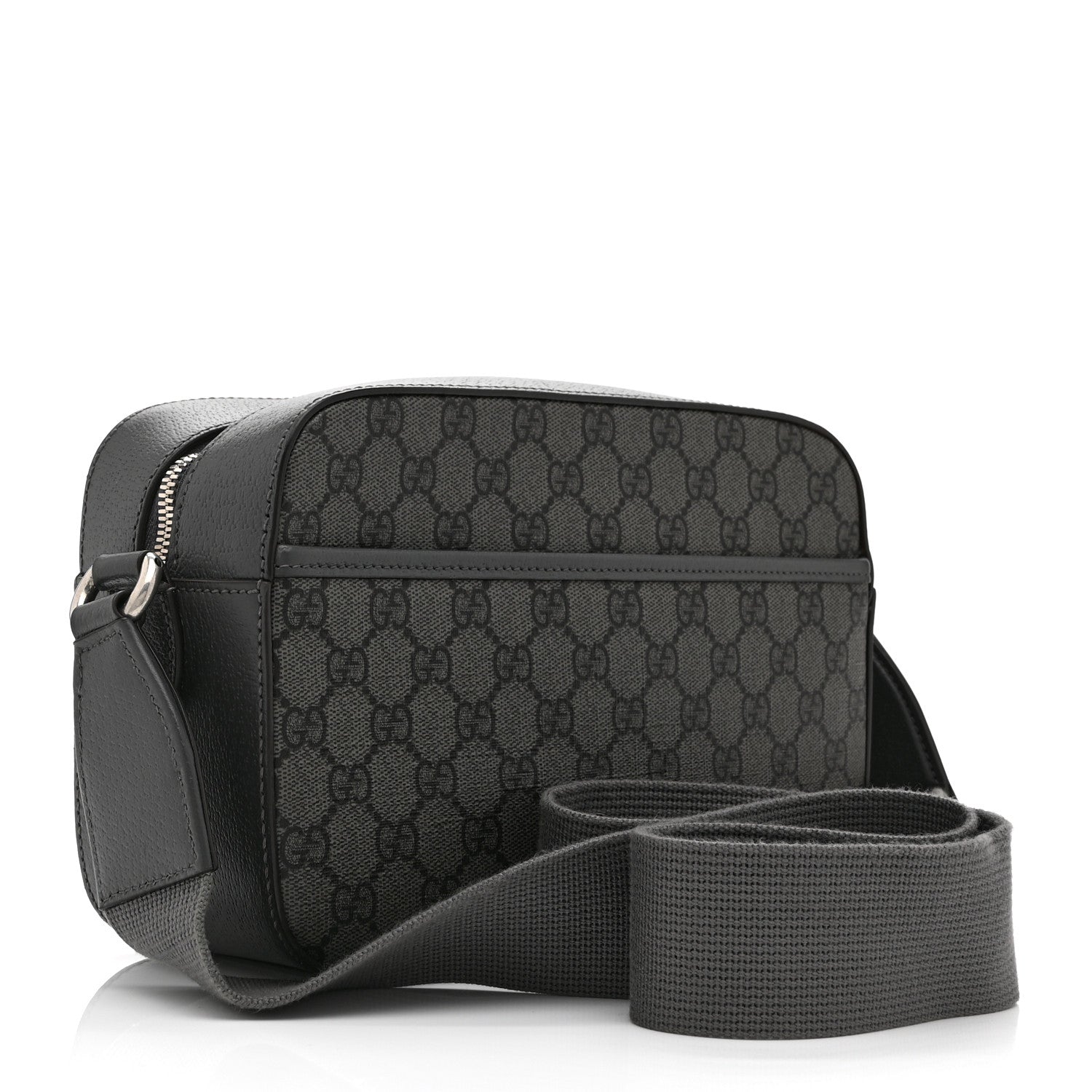 Gucci GG Supreme Monogram Textured Dollar Calfskin Ophidia Shoulder Bag Grey Black Graphite Grey 3 of 11