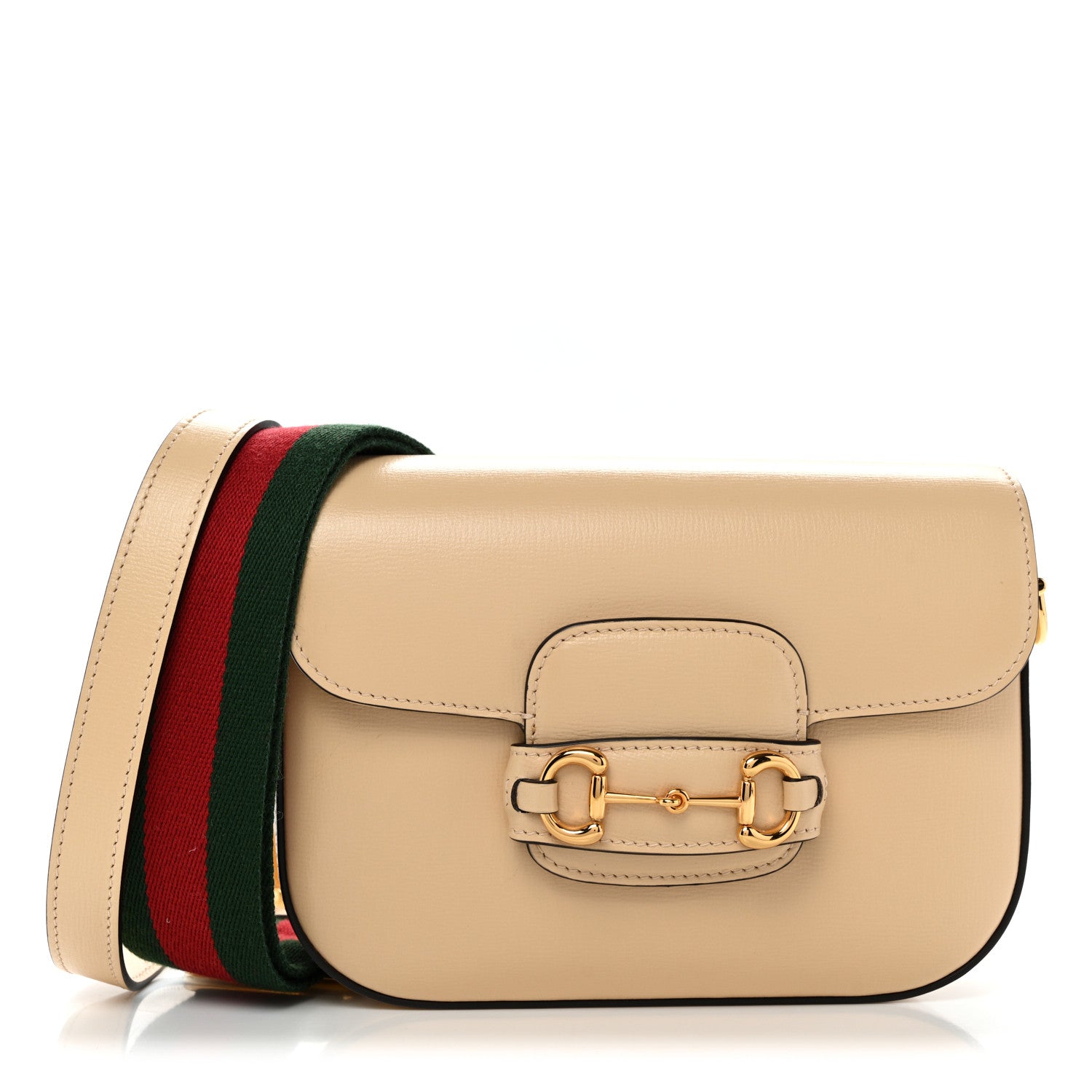 GUCCI ショルダーバッグ ベージュ/イエロー Gucci Azalea Calfskin Web Mini Horsebit 1955 Shoulder Bag Bubble