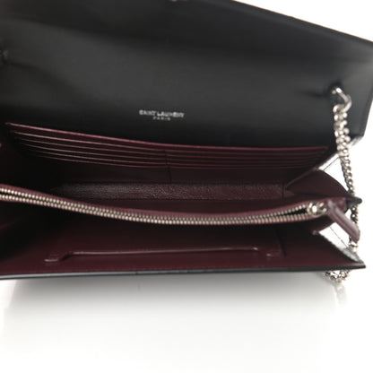 Saint Laurent Patent Lizard Embossed Monogram Cassandra Chain Wallet Black 5 of 11
