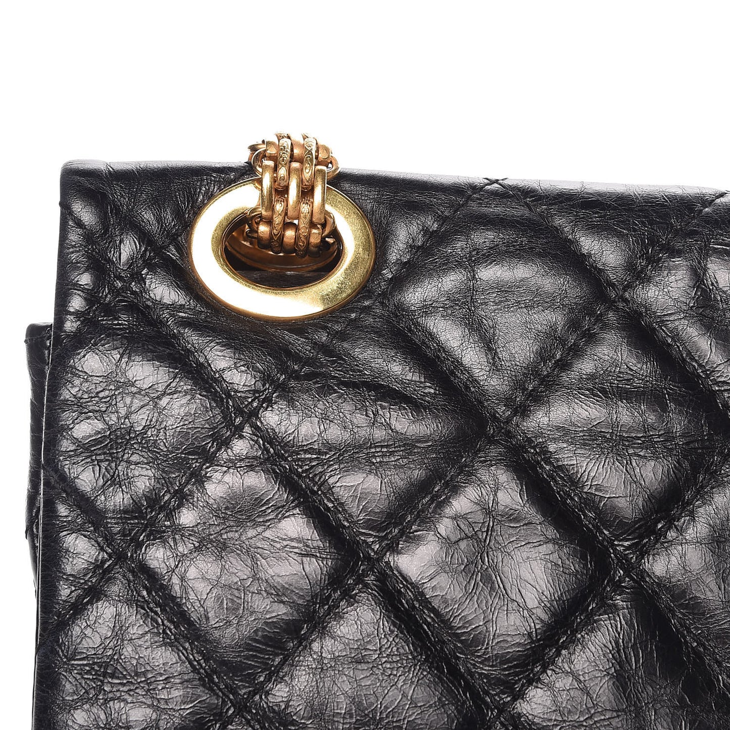 Aged Calfskin Quilted 2.55 Reissue 228 Flap Black