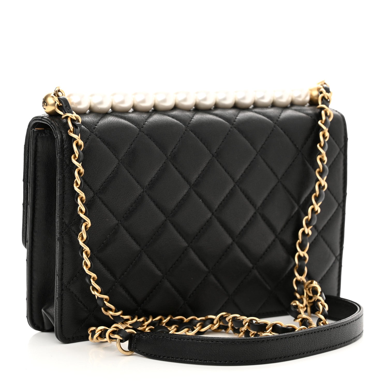 Chanel Lambskin Quilted Small Chic Pearls Flap Black 3 of 10