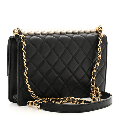 Chanel Lambskin Quilted Small Chic Pearls Flap Black 3 of 10