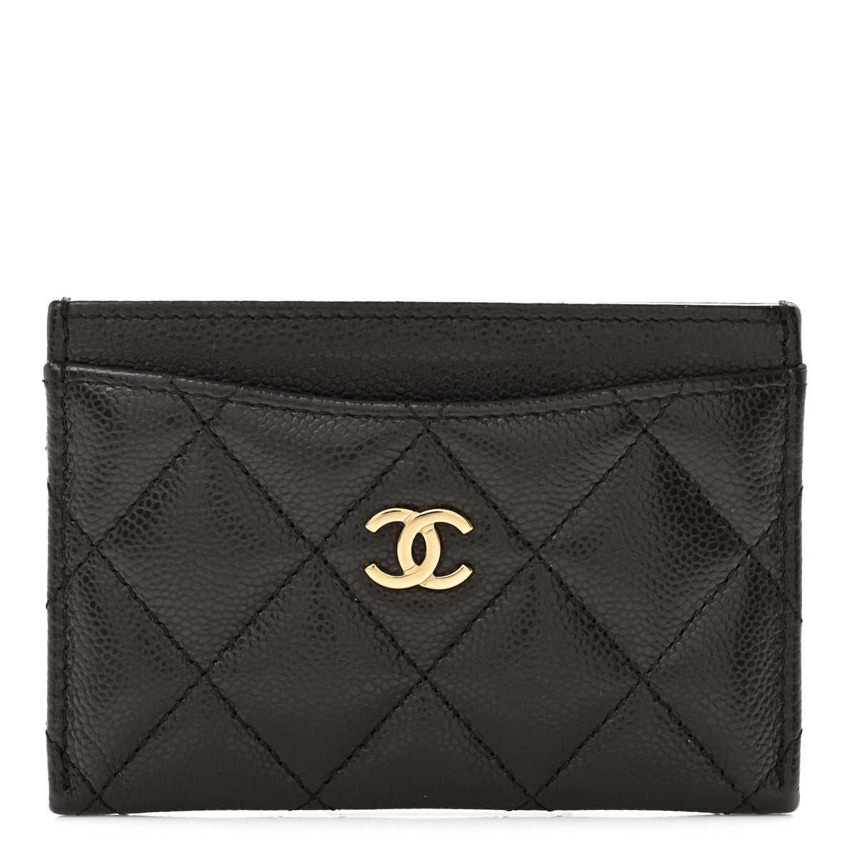 Chanel Caviar Quilted Card Holder Dark Brown 1 of 8